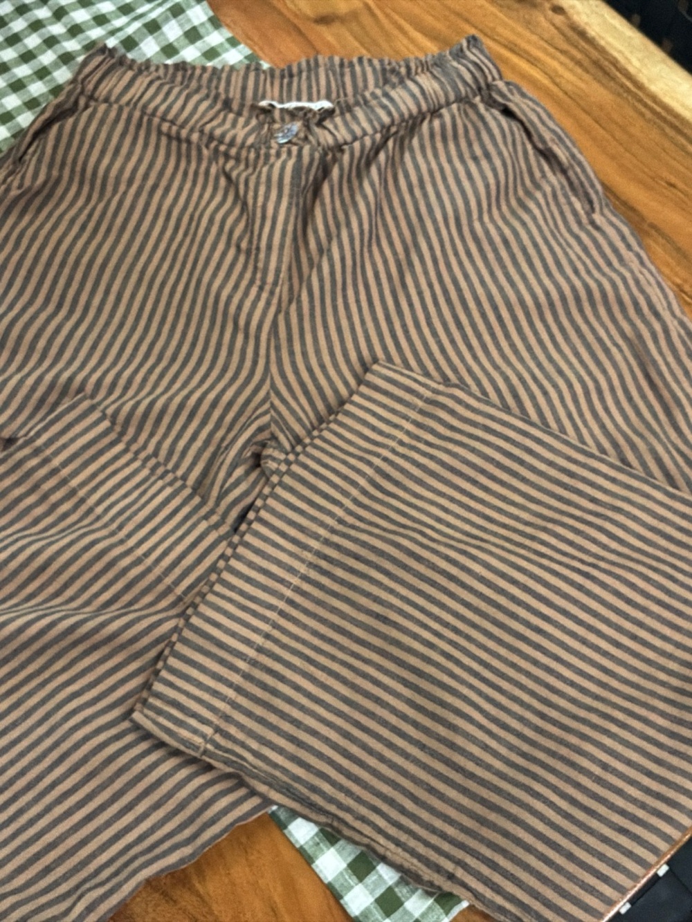 Striped Brown Wide-Leg Trousers - Picture 7 of 10